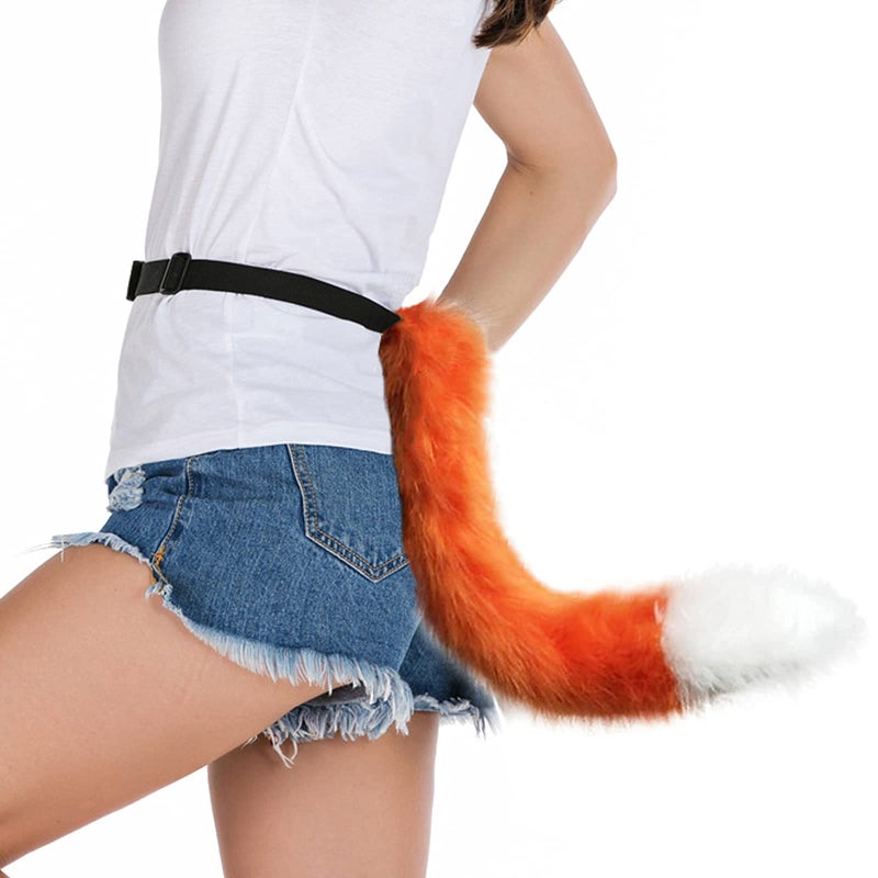 HAOAN Faux Fur Fox Tail and Clip Ears Kit for Halloween Party Costume Accessories Xmas - Image 5